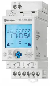 Finder 12.B2.8.230.0000 Annual Astronomical Digital Time Switch 2-Pole 16A 230V AC/DC with Expandable I/O