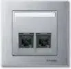 Schneider Electric Merten System M Central Plate for Dual RJ45 Data Socket, Aluminium