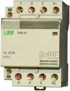 F&F Modular Contactor ST40-31, 40A, 3NO 1NC, 230V AC
