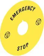 Lovato Electric LPXAU113 Emergency Stop Legend Plate, 90mm Diameter