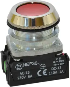 Кнопка управления Promet W0-NEF30-K 2X C 30мм красная с самовозвратом 2НО