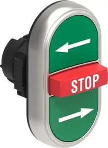 LOVATO Electric LPCB7365 Triple Pushbutton Actuator, Green/Red, Spring Return