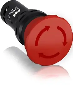 ABB CE4T-10R-11 Emergency Stop Pushbutton, 1NO 1NC, Red