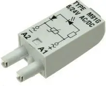 Relpol M91G signālmodulis ar zaļu LED indikatoru un varistoru, 6-24V AC/DC