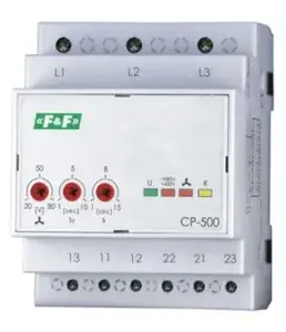 Реле контроля напряжения FF CP-500, 3-фазное, 2x8A, 3x500В, 150-210В AC, без нейтрали
