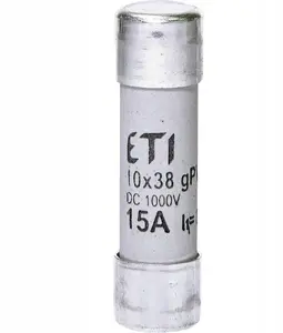 Eti-Polam CH10 Cylindrical PV Fuse Link 15A 1000V DC 10x38mm
