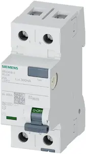 Дифференциальный выключатель Siemens 5SV3612-3, 2 полюса, 25А, 300мА, тип F, с кратковременной задержкой