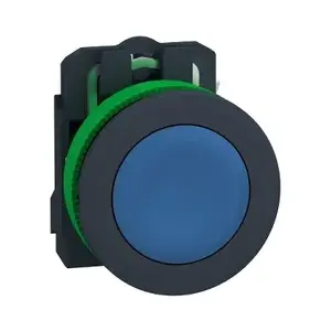 Schneider Electric Harmony XB5FA61 Flush Push Button, Blue, Spring Return, 1NO