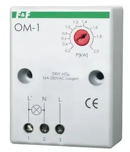 F&F OM-1 Power Consumption Limiter, 16A, 200-2000W, Surface Mounted
