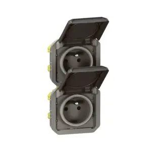 Двойная розетка Legrand Plexo 069843L 2P+E вертикальная 16А 250В антрацит