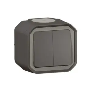 Legrand 069775L Plexo Double Switch IP55 Surface Mounted Anthracite
