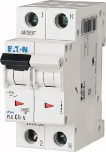 Автоматический выключатель Eaton PL6-B4/1N 1P+N 4A 6kA Photo 1