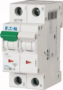 Eaton PL6-D25/1N automātiskais slēdzis 1P+N 25A 6kA D-raksturlīkne