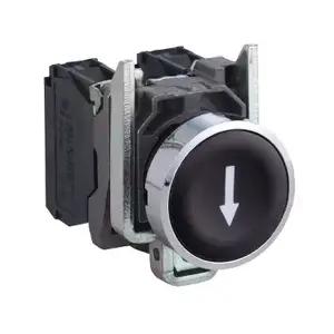 Schneider Electric XB4 Push Button, 22mm, Black, Spring Return, 1NO