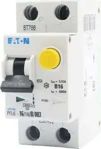 Eaton PFL6-16/1N/B/003 diferenciālais automāts, 1P+N, 16A, 30mA, AC tips