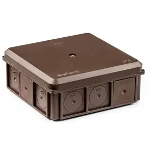 Simet NSW90x90 Surface-Mounted Junction Box, IP55, Brown, with Cable Glands and Screw