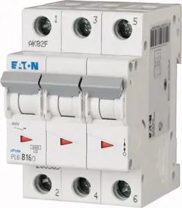 Автоматический выключатель Eaton PL6-B16/3, 3-полюсный, 16А, характеристика B, 6кА