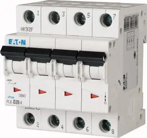 Автоматический выключатель Eaton PL6-B20/4, 4-полюсный, характеристика B, 20А, 6кА