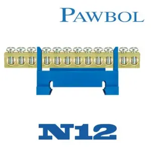 Клеммная колодка PAWBOL E.4024 12-полюсная низкопрофильная для DIN-рейки TH35, синяя