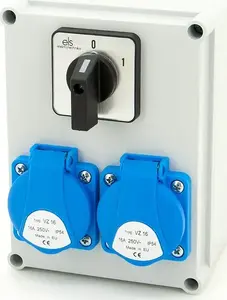 ELS Elektrotechnika N200-01 Construction Distribution Board, 2x 230V Sockets, 0-1 Switch, Wall-Mounted