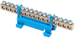 Нулевая шина Simet N15, 15-полюсная, 16 мм, 400В AC, 63А, синяя