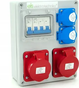 ELS Elektrotechnika Mikołajki Construction Distribution Board 2x16A/4P, 2xSchuko Sockets with Protection, Wall-Mounted