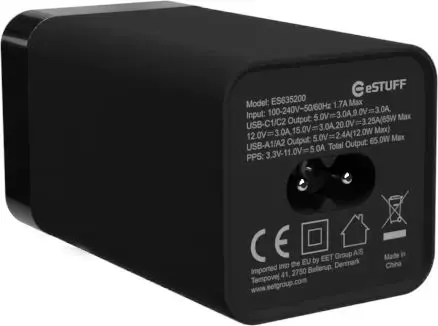 eSTUFF ES635200 65W Laptop Charger - Black Photo 2