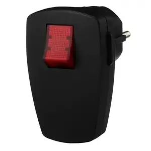 Düwi 12103 Rewirable Angled Plug with Illuminated Switch, Unischuko 250V 16A IP20, Black