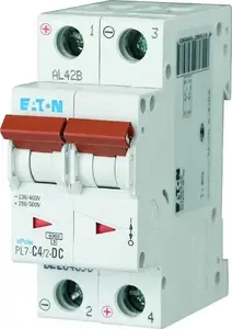 Автоматический выключатель Eaton PL7-C4/2-DC, 2-полюсный, 4А, 10кА, DC