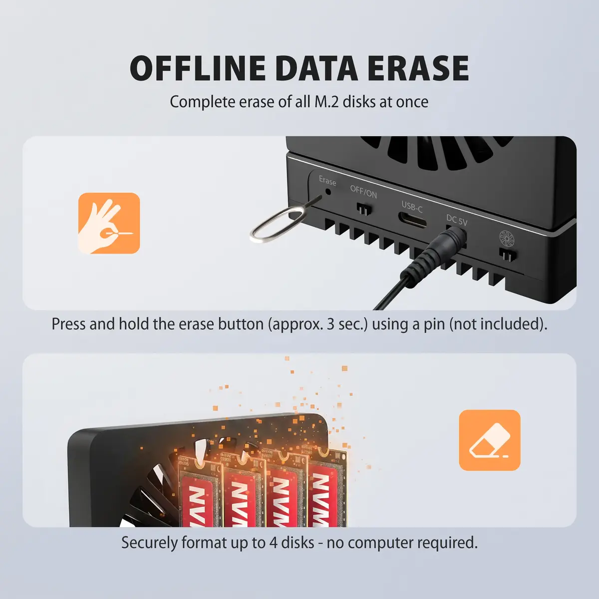 Док-станция Axagon ADSA-M2C44 USB4 для 4x M.2 NVMe SSD Photo 9