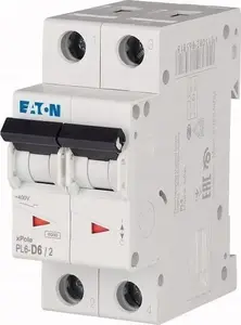 Eaton PL6-D6/2 automātiskais slēdzis 2P 6A 6kA D-raksturlīkne