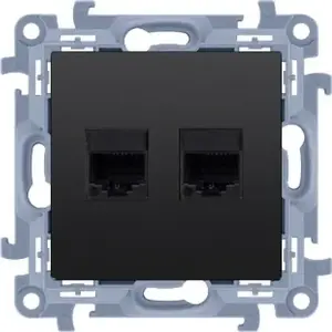 Розетка компьютерная и телефонная Kontakt-Simon Simon 10 C5T.01/49, RJ45 кат. 5e + RJ11, матовый черный