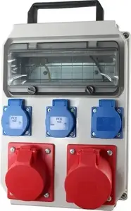 Переносной распределительный щит PCE HEL, вход 32A/5P, выходы 16A/5P и 3x Schuko, IP44