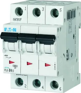 Автоматический выключатель EATON PL6-B4/3, 4А, 3 полюса, 6кА