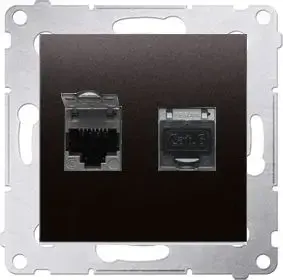 Двойная компьютерная розетка Kontakt-Simon RJ45 категории 6 экранированная антрацит D62E.01/48
