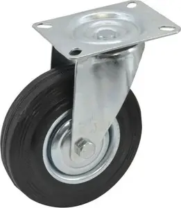 AWTools AW23312 Swivel Caster Wheel, Black Rubber, 100mm
