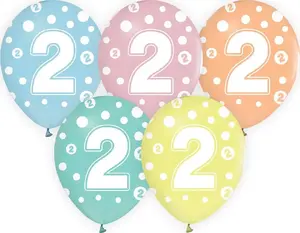 GoDan Number 2 Latex Balloons, 12-inch, 5-pack