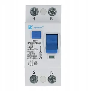 Spamel Residual Current Circuit Breaker 2P 25A 0.03A Type AC 6kA SPMR-25