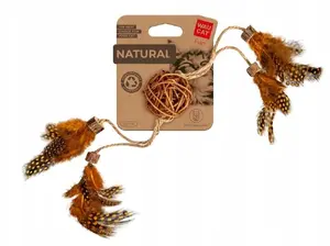 Collar WAU CAT Wicker Ball Toy for Cats with Feathers 40cm