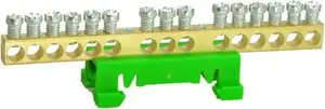 Клемма заземления Simet 870S/15 для DIN-рейки TS35, защитная PE, 15-полюсная, 15x16мм2, зеленая