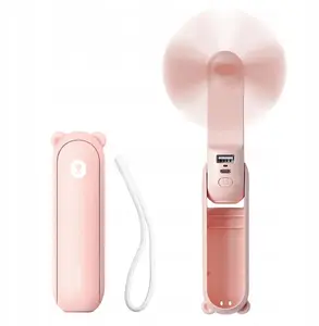 Портативный ручной вентилятор Jisulife Life8 Plus, USB-вентилятор с функцией повербанка 4500 мАч и фонариком, розовый