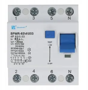 Spamel Residual Current Circuit Breaker 4P 63A 0.03A Type AC 6kA SPMR-63