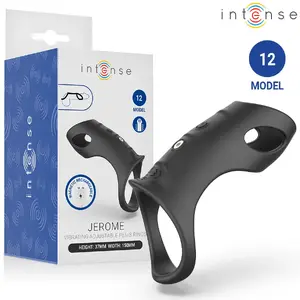 Вибрирующее кольцо для пениса INTENSE Jerome Model 12 с регулировкой и стимулятором