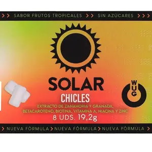 WUG SOLAR Functional Vitamin and Zinc Chewing Gum, Tropical Fruits Flavor, 8 Pieces