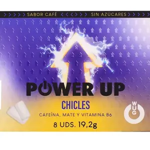 WUG GUM POWER UP Functional Chewing Gum with Caffeine, Mate and Vitamin B6, Coffee Flavour, 8 Pieces