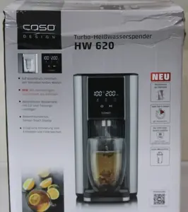 Caso HW 620 Turbo Hot Water Dispenser, 2600W, 2.5L, Black/Stainless Steel