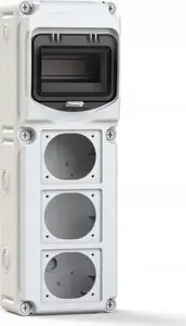 PCE FLEX būvniecības sadales kārba, 6 moduļi, 3 atveres rozetēm, ABS, IP66/67