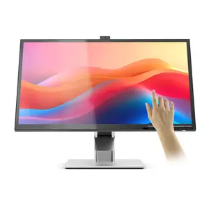 Компьютерный монитор ALOGIC Clarity Fold Touch 27 дюймов 4K Ultra HD с сенсорным экраном, встроенными динамиками, USB-хабом, веб-камерой и питанием 65W черного и серебристого цвета