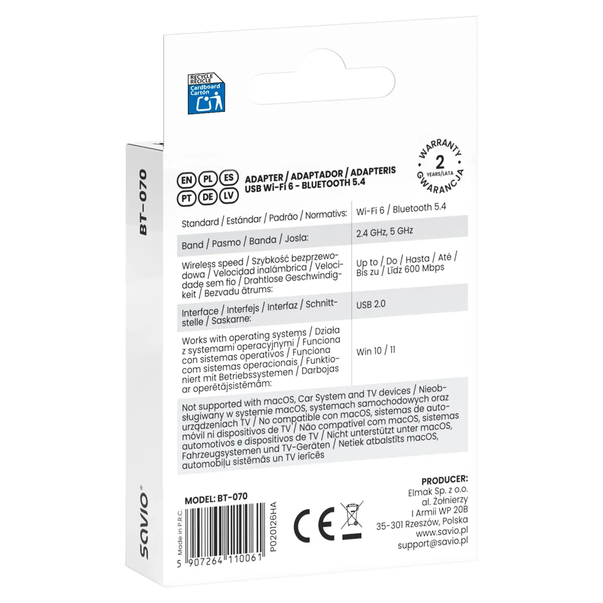 Адаптер Bluetooth 5.4 Savio BT-070 Photo 4
