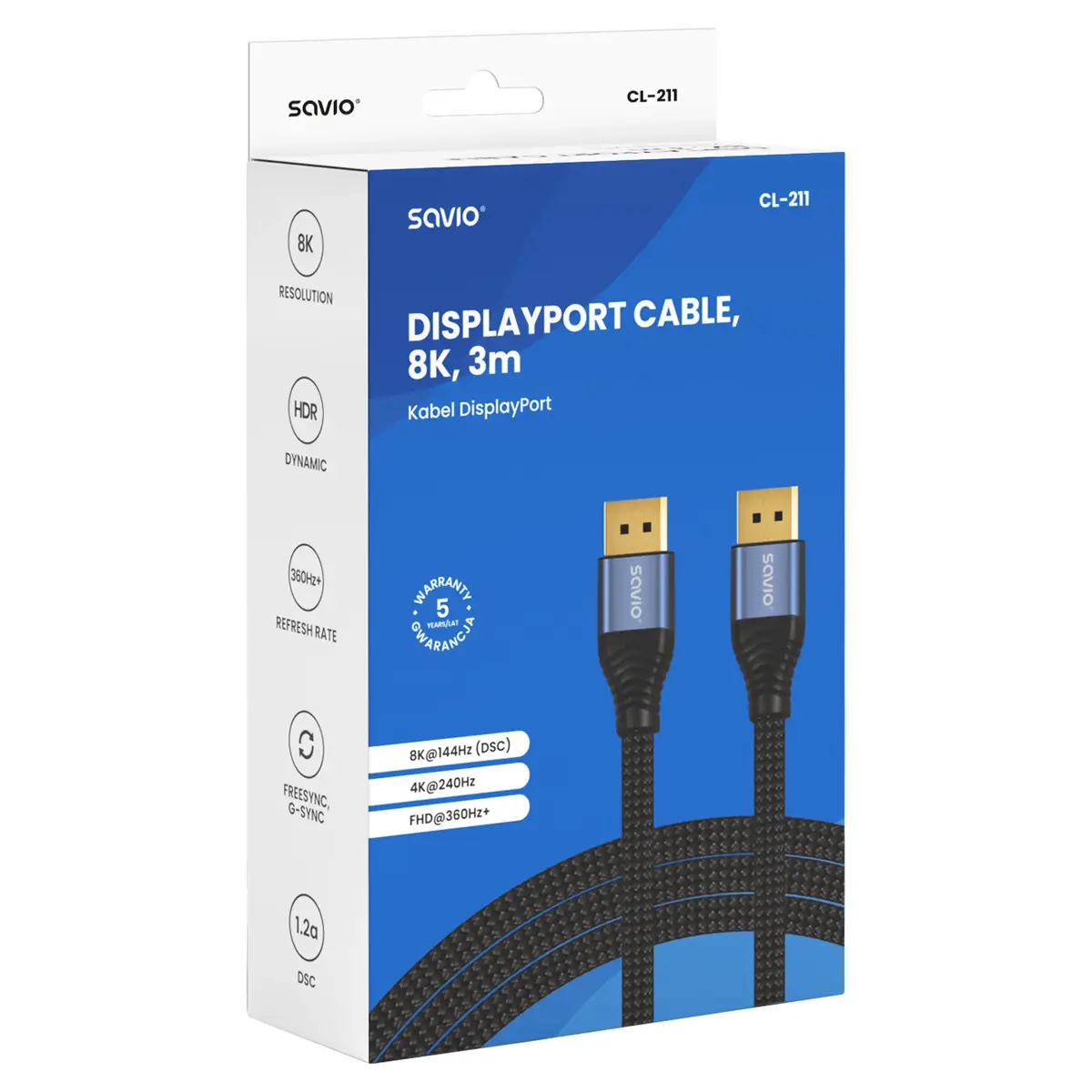 Кабель DisplayPort Savio CL-211 3 м Photo 3